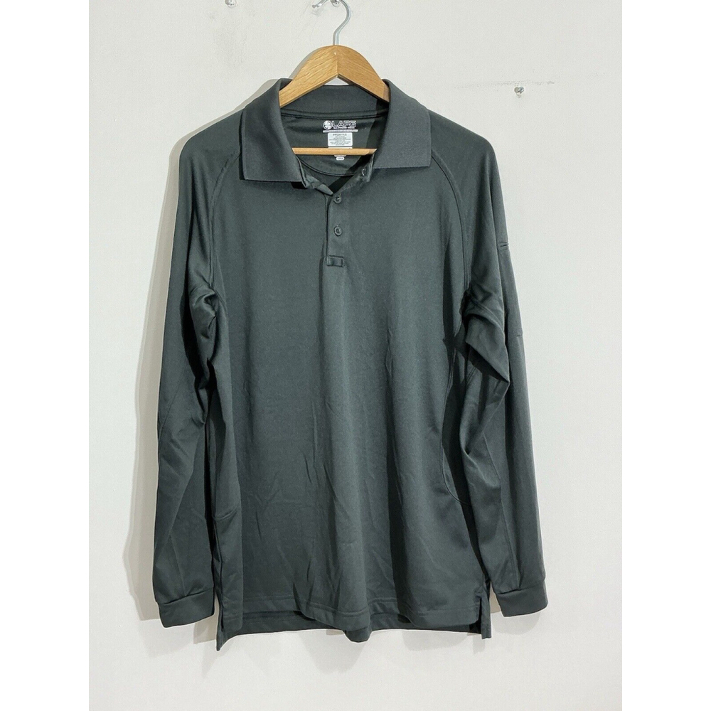 Men’s Lapg Operator Tactical Performance Long Sleeve Collared Polo Shirt Green L